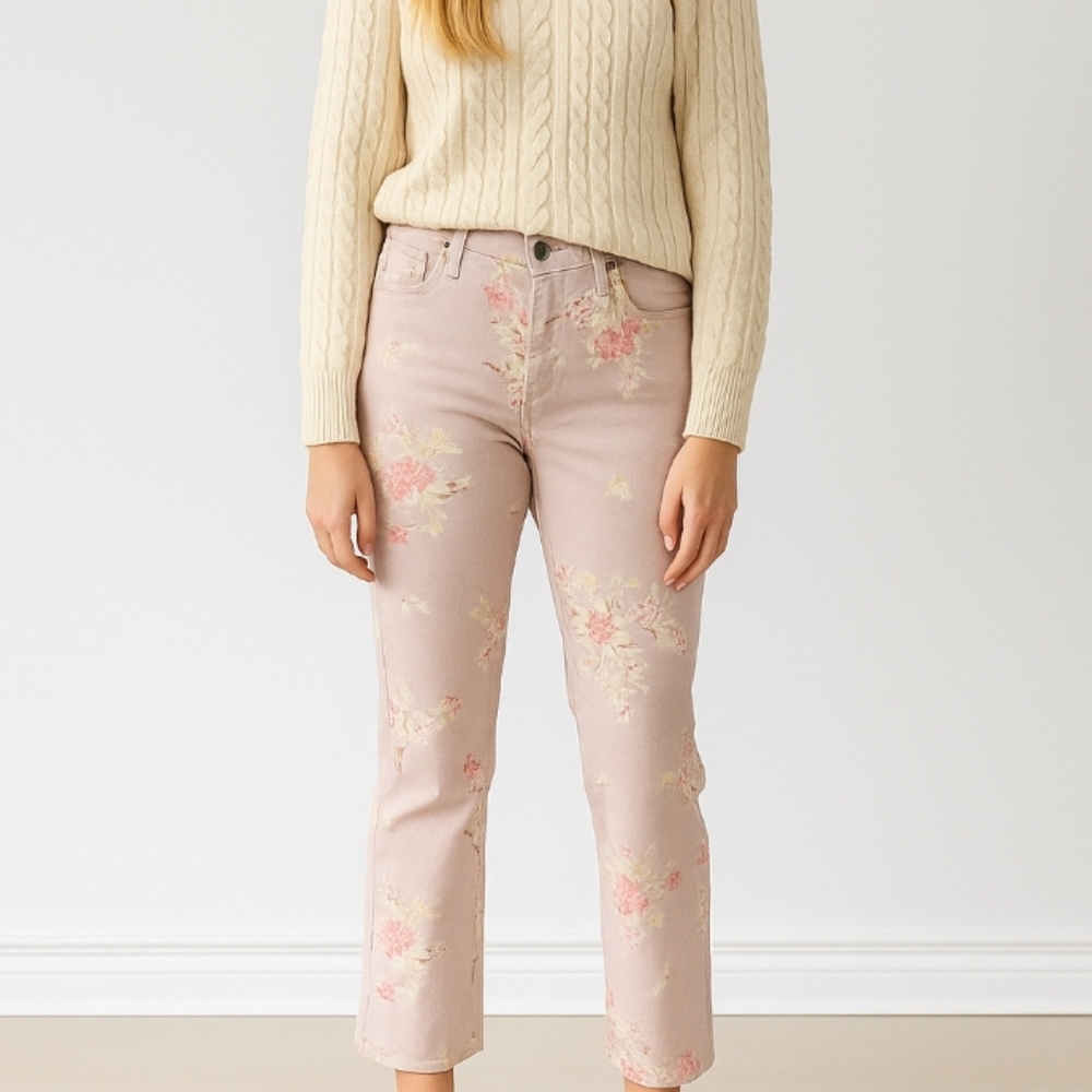 Garnet Hill Floral Jeans Size 14